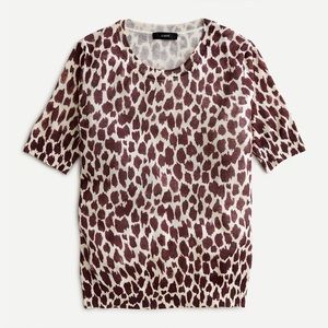 NWT J. Crew short sleeve silk mix giraffe sweater
